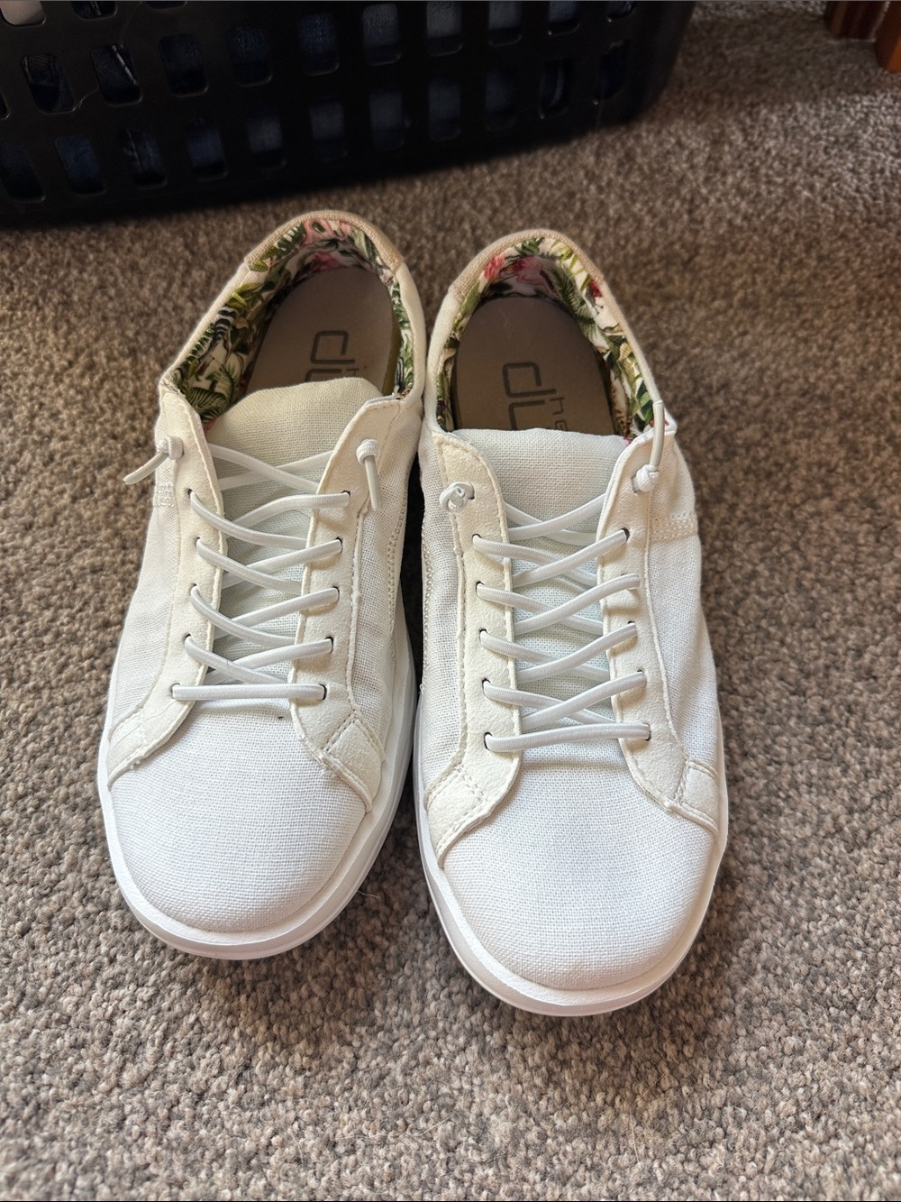 Hey Dude Women's Cream Canvas Sneakers with Floral Lining